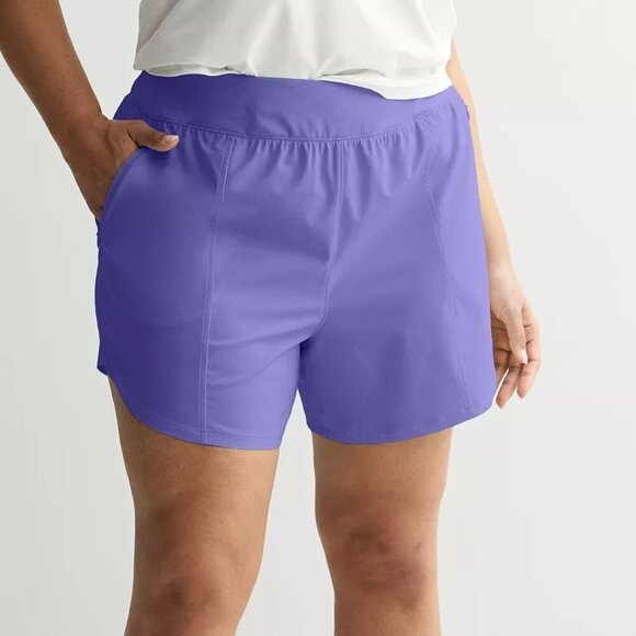 Tek Gear Women's Plus Size 3X Mid Rise Workout Shorts Relaxed Fit Lavender - Picture 2 of 7